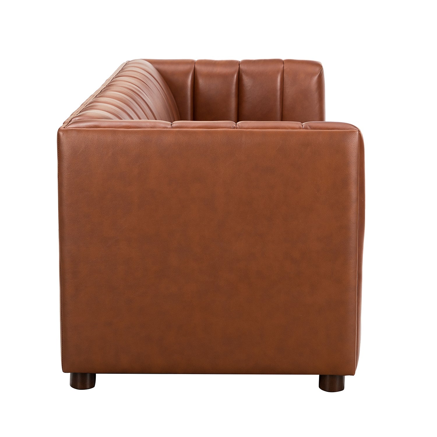 Ulysses Genuine Leather Sofa – Brown Channel-Tufted Luxury Sofa