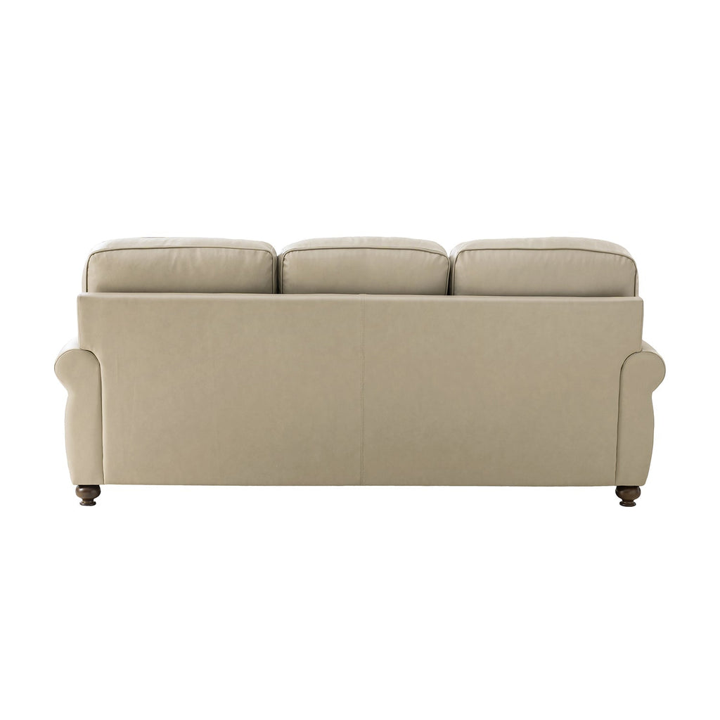Gerardo Genuine Leather Sofa – Tan Rolled Arm Nailhead Sofa