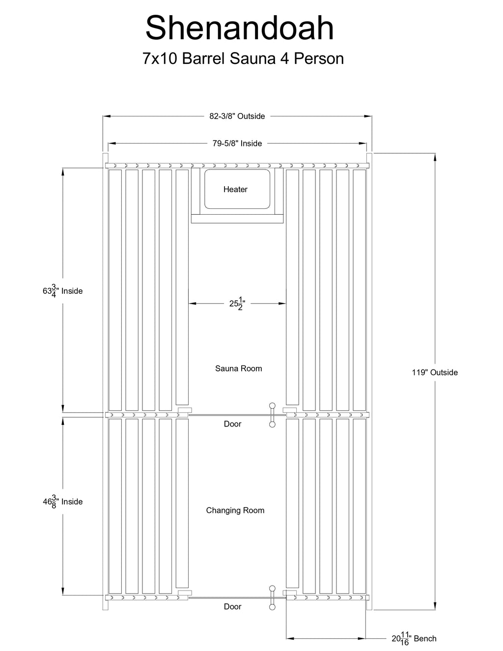 Shenandoah 4 Person Barrel Sauna