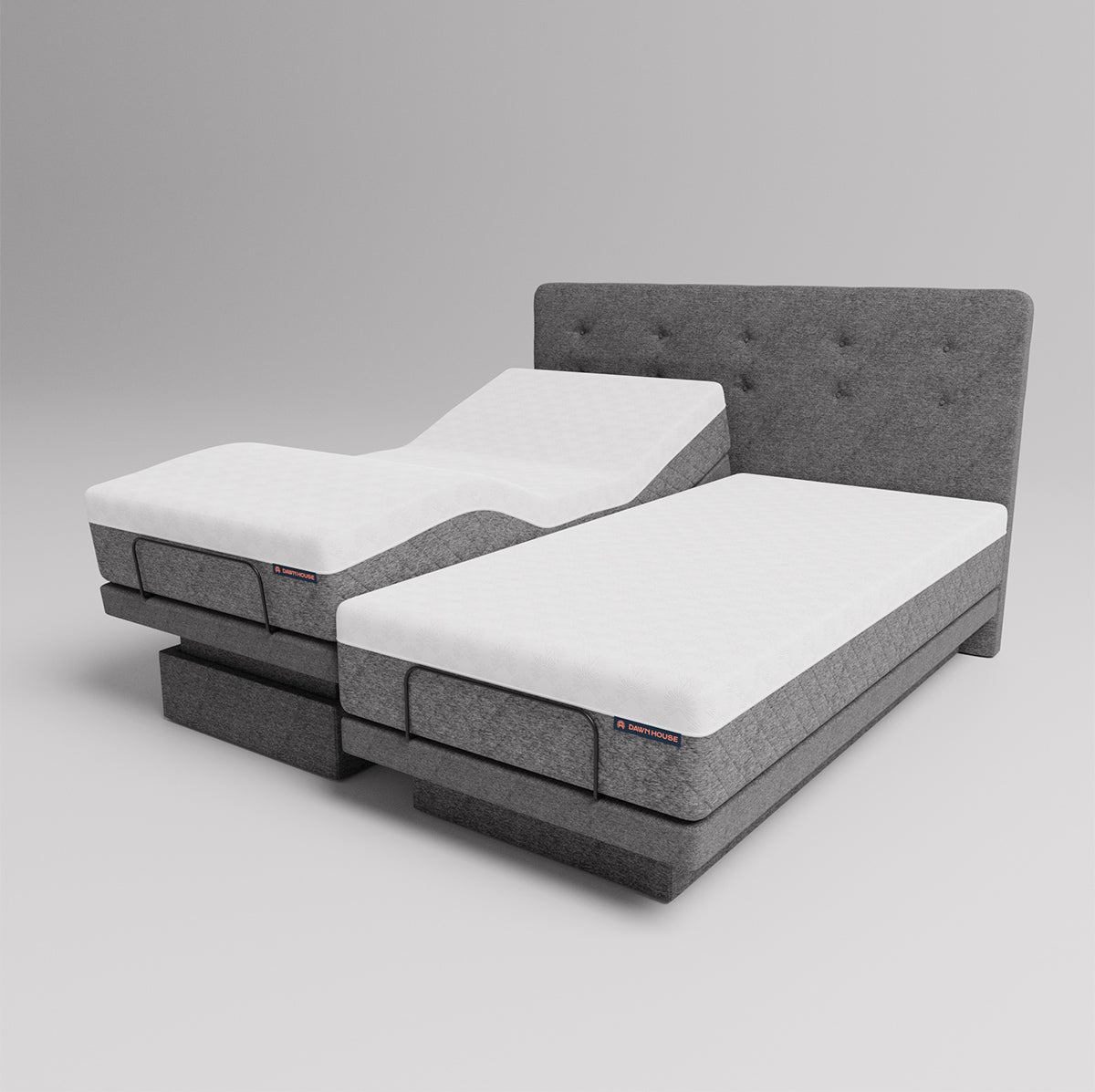 The Dawn House Bed - Adjustable Base Split King Ivory - Floor Model