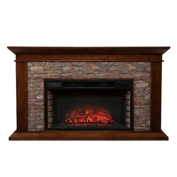 Unbranded Null Ithaca 60 In. W Simulated Stone Electrics Fireplaces