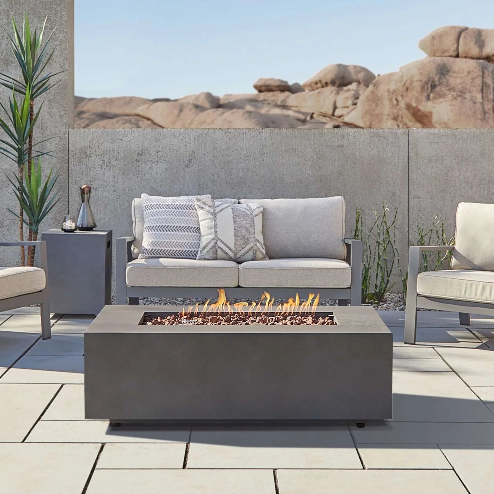 Real Flame Aegean 50″ Rectangle Propanes Gas Outdoor Fire Tables