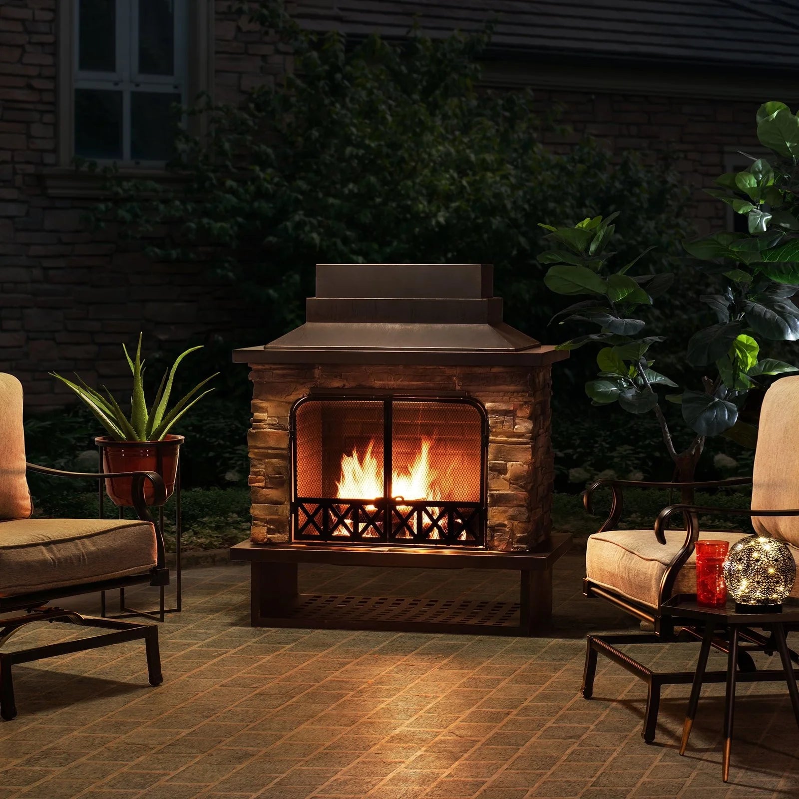 Sunjoy Farmington Wood Burning Fireplaces.