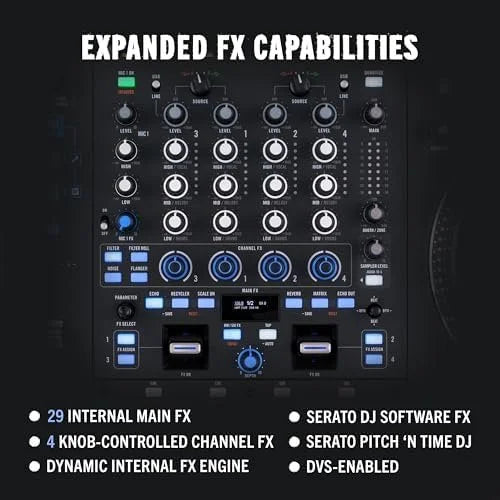 Rane PERFORMER 4-Channel Motorized DJ Controller, 7″ Platters with Displays, Precisions Feel Faders, Stem Split, Advanced FX, Serato DJ Pro Includeds
