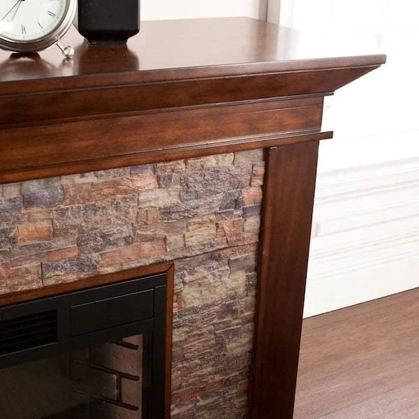 Unbranded Null Ithaca 60 In. W Simulated Stone Electrics Fireplaces