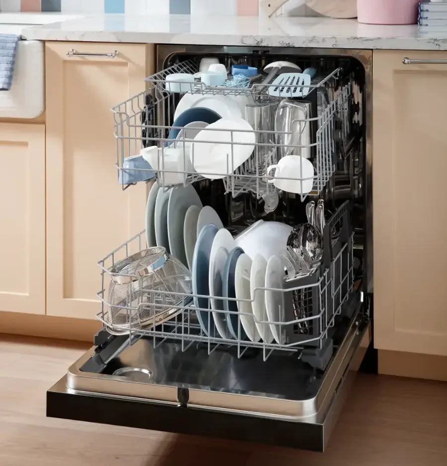 GE – 24″ Front Control Built-In Tub Dishwashers with 3rd Rack, Sanitize Cycle and 47 dBA – Stainless Steels