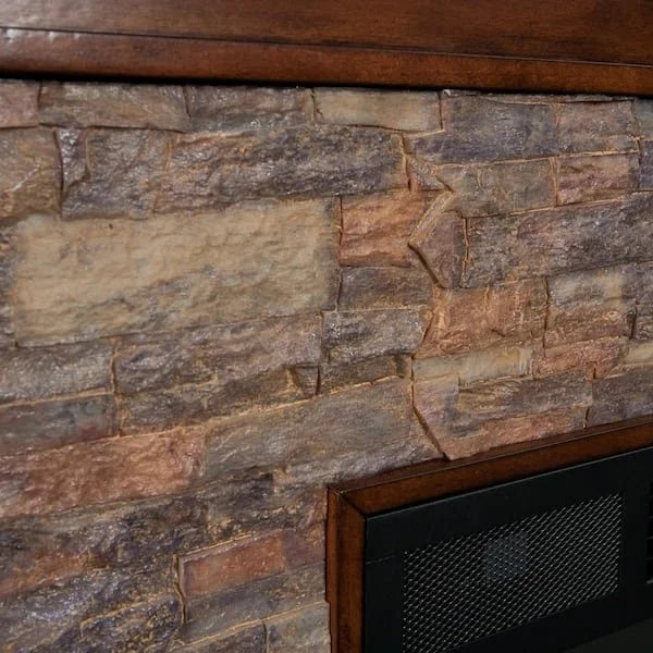 Unbranded Null Ithaca 60 In. W Simulated Stone Electrics Fireplaces