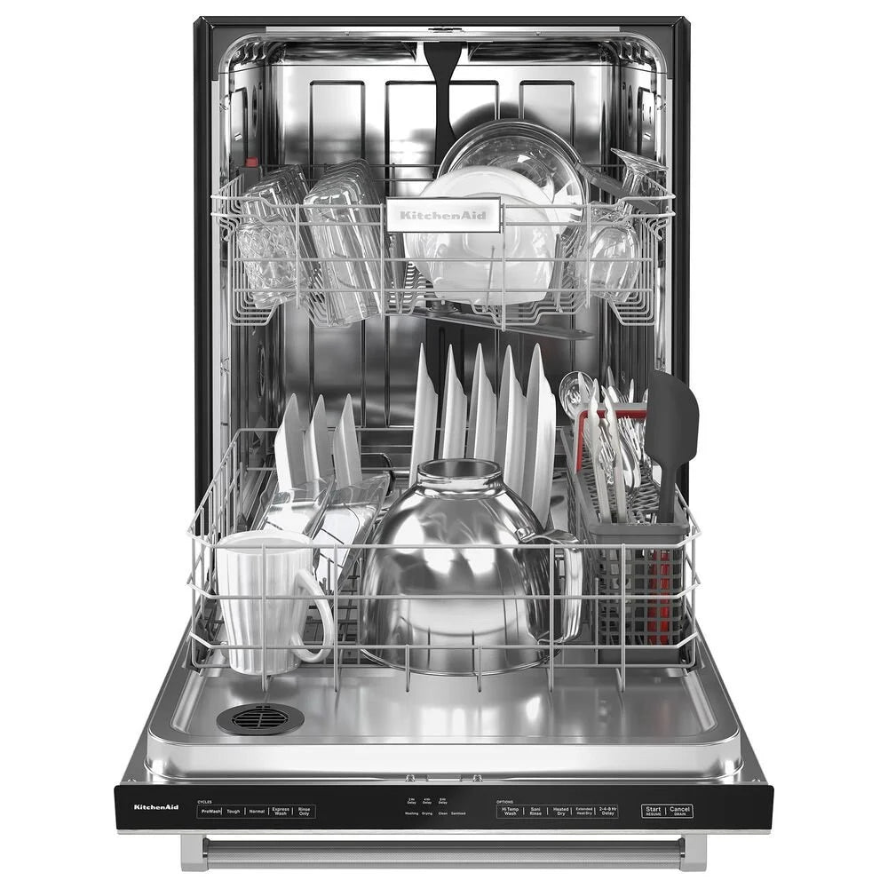 KitchenAid 24″ Fully-Integrated Built-In Dishwashers with 30 Total Wash Jets in PrintShield Stainless Steels
