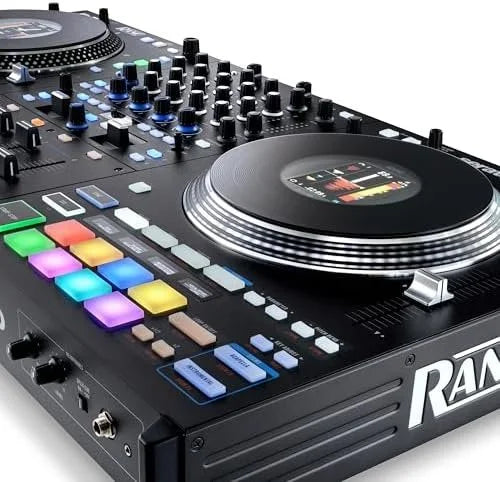 Rane PERFORMER 4-Channel Motorized DJ Controller, 7″ Platters with Displays, Precisions Feel Faders, Stem Split, Advanced FX, Serato DJ Pro Includeds