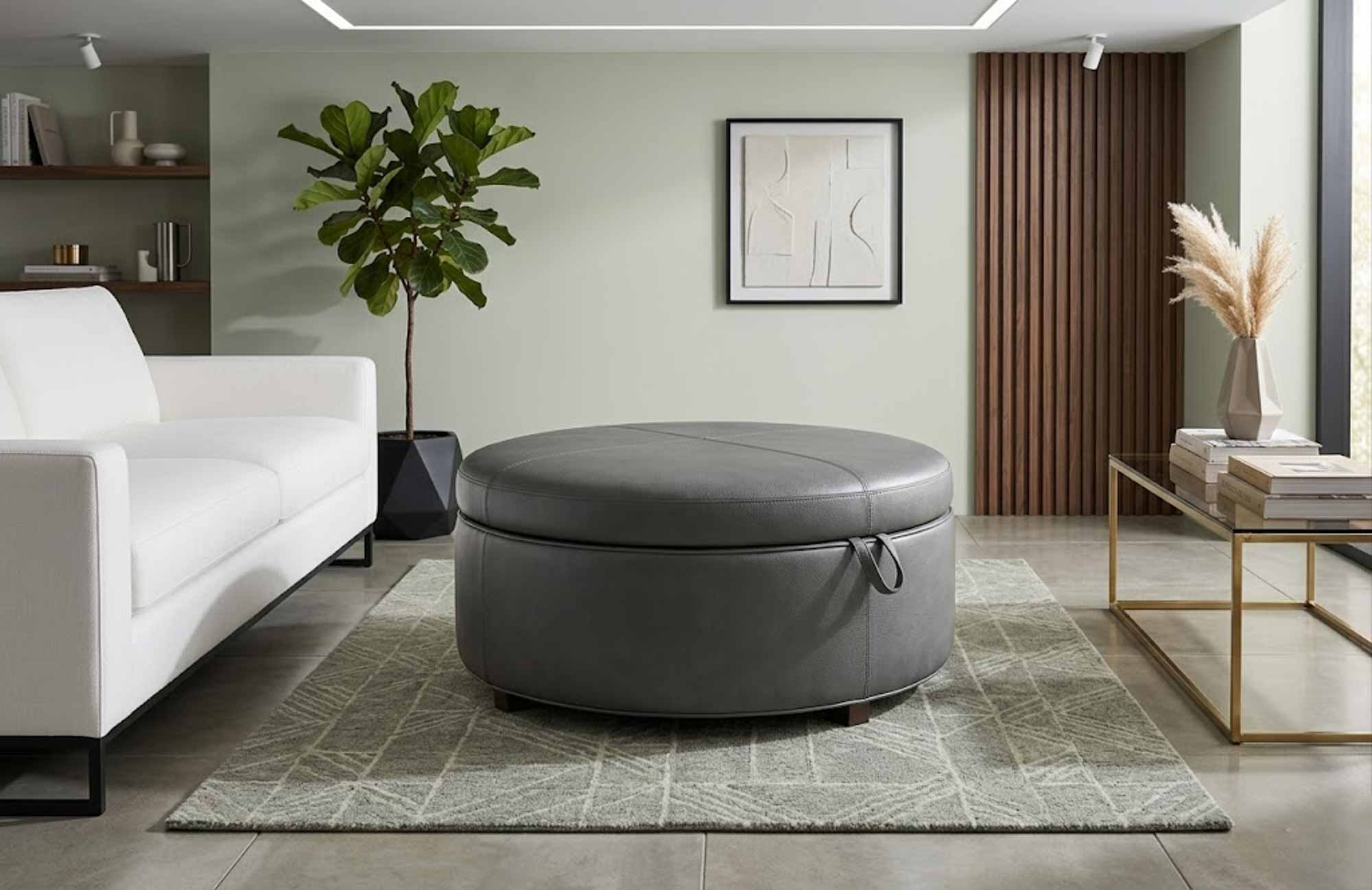 Lulu Leather Storage Ottoman