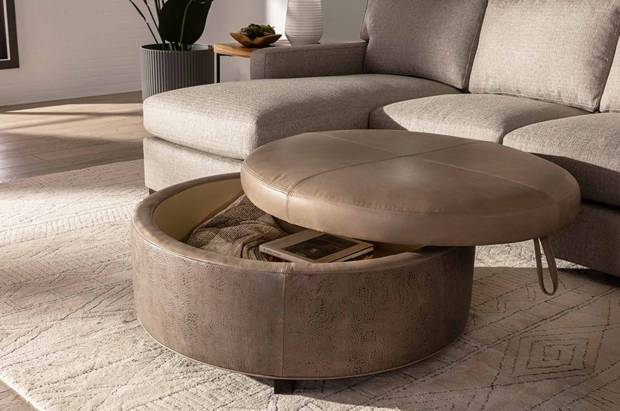 Lulu Leather Storage Ottoman