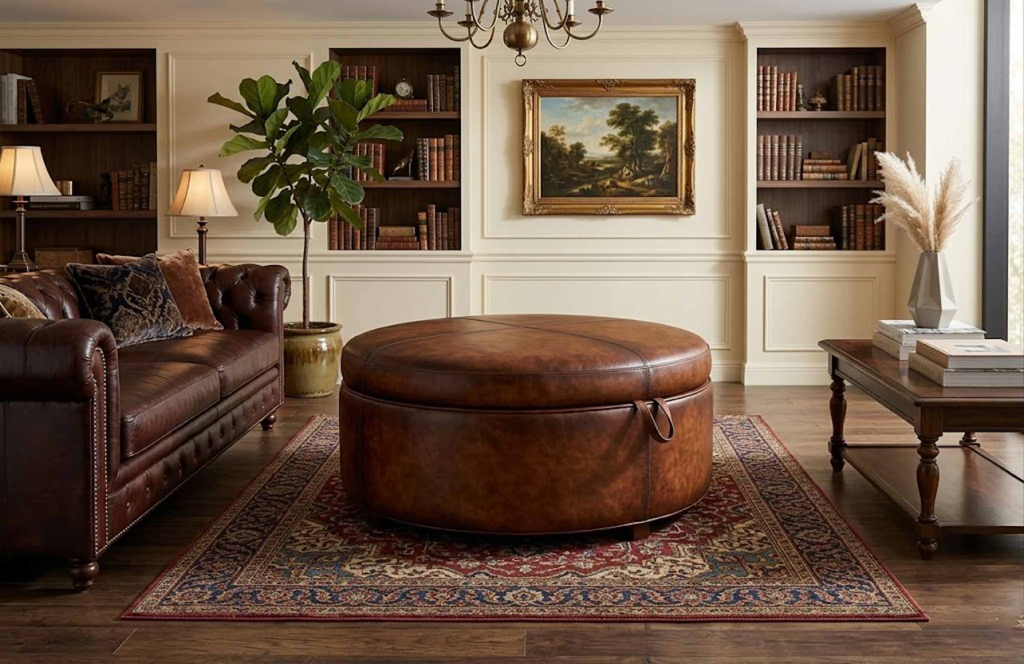 Lulu Leather Storage Ottoman