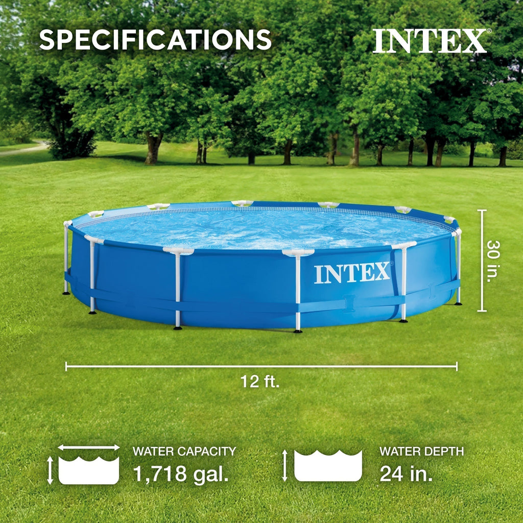 Intex 12' x 30" Metal Frame Above Ground Swimming Pool with Filter and Cover image 2