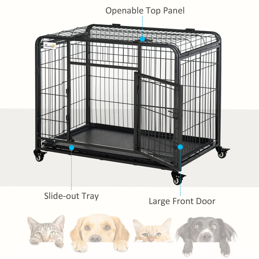 Metal Dog Crate Heavy Duty Kennel with Removable