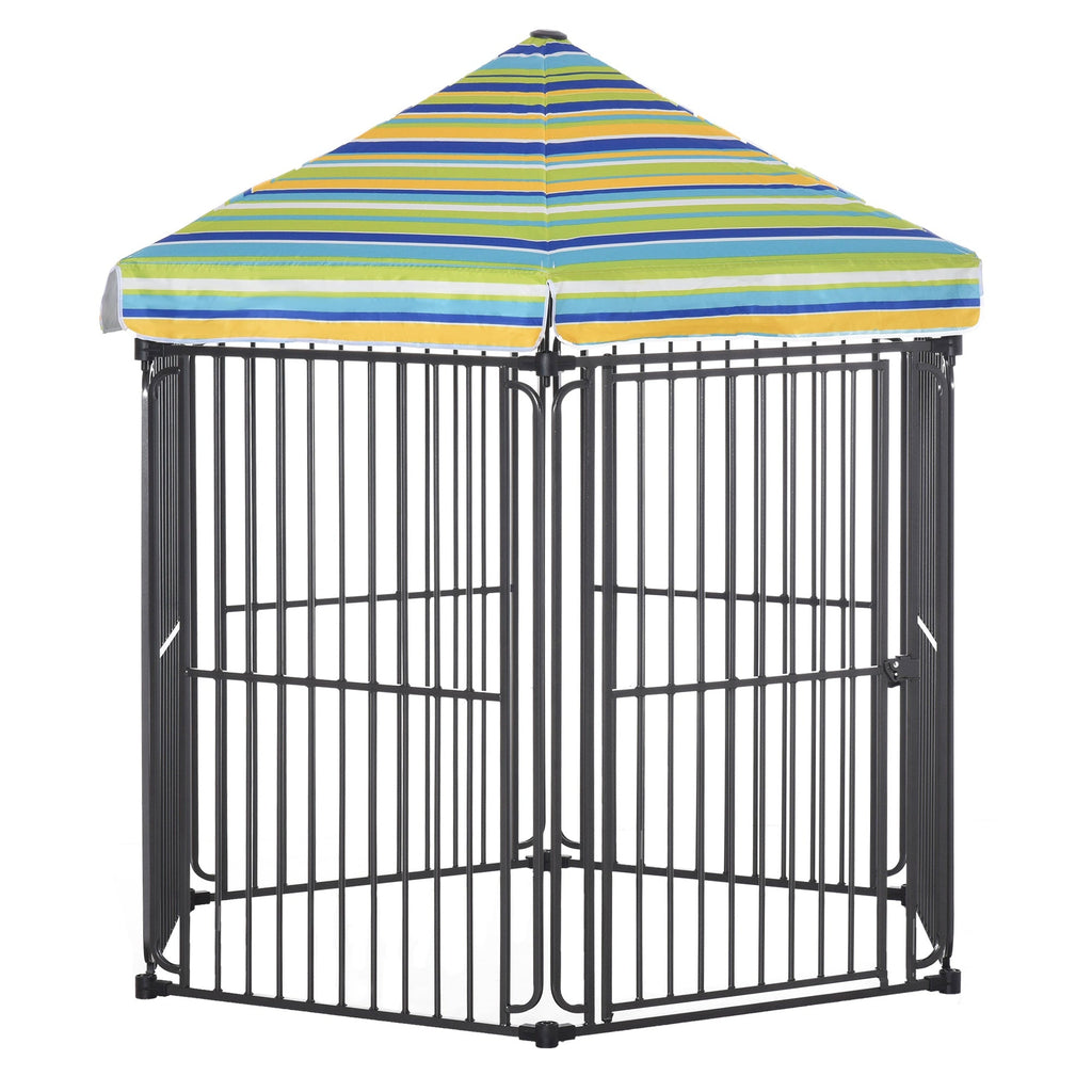 60" x 52" Heavy-Duty Outdoor Pet Cage Kennel with Weather-Resistant Polyester Roof, Locking Door, & Metal Frame
